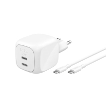 BELKIN Carregador de tomada 50W 2 Portas + Cabo USB-C para USB-C 1m (branco)