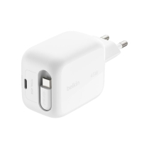 BELKIN Carregador de tomada USB-C GaN com Cabo Retrátil (45W)