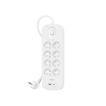 BELKIN Extensão elétrica Proteção contra sobretensões 8 Tomadas + USB-C + USB-A (2m)