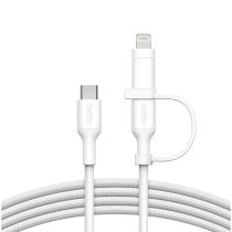 BELKIN BoostCharge Pro Cabo 2-em-1 USB-C e Lightning 1.5m (branco)
