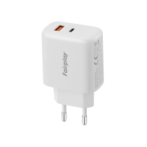 FAIRPLAY Carregador 45W (USB-A + USB-C) (branco)