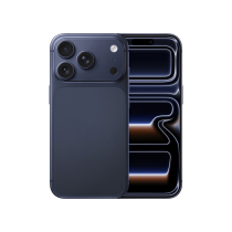 Modelo de exposição tipo iPhone 17 Pro Max (Azul intenso)