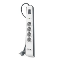 BELKIN Extensão elétrica/Proteção contra sobretensões 4 Tomadas + 2 USB (2m)