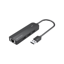 VENTION Hub 3 Portas USB 2.0 + Adaptador Ethernet 100M 0,15m (preto)