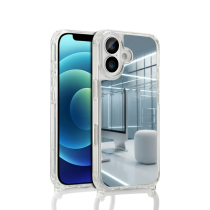 COVERME Capa de proteção Espelho iPhone 15 Pro Max (Cordão branco)