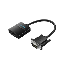 VENTION Conversor VGA para HDMI com Micro USB Fêmea + Porta Áudio 0,15m (preto)