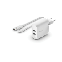 BELKIN Carregador 24W + Cabo USB-C (2 USB-A) (branco)